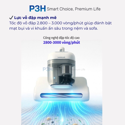 Máy Hút Bụi Giường Nệm LocknLock ENV818IVY 300W Diệt Khuẩn UV, Hút Sạch Mạt Bụi Hiệu Quả P3H