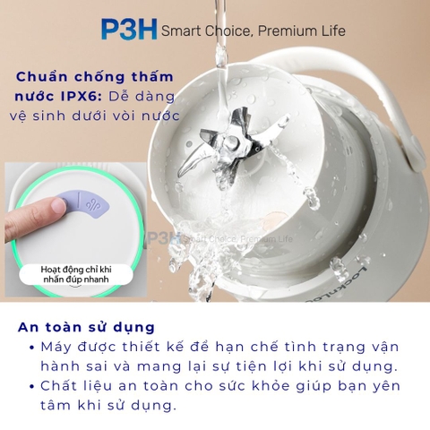 Máy Xay Sinh Tố Cầm Tay LocknLock 475ml với chức năng chân không giữ trọn hương vị EJJ346IVY P3H