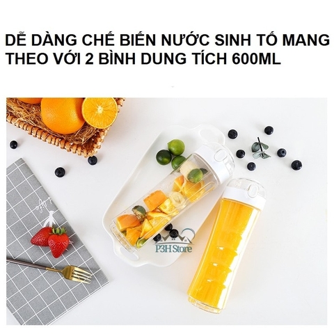 Máy Xay Sinh Tố Mini Lock&Lock kèm 2 bình dung tích 0.6L EJM241