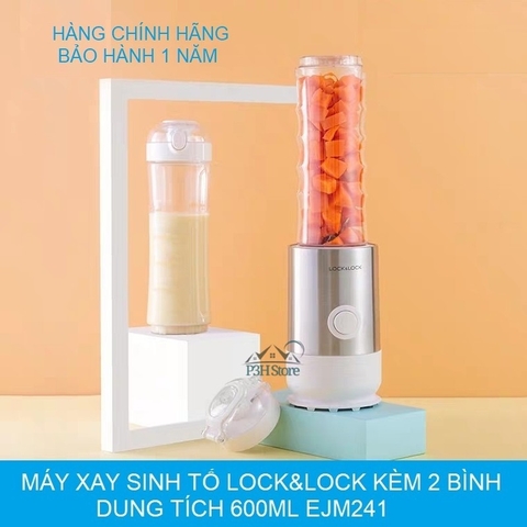 Máy Xay Sinh Tố Mini Lock&Lock kèm 2 bình dung tích 0.6L EJM241