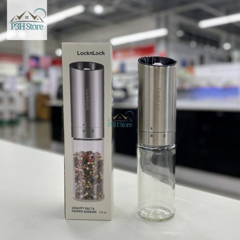 Máy xay tiêu và muối LocknLock bình chứa thủy tinh tay cầm Inox dùng pin CKO117 P3H Store
