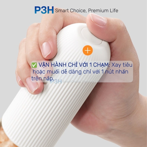 Máy xay muối và tiêu 1 chạm LocknLock One Touch Salt & Pepper Prinder, dung tích 70ml, màu trắng/đen CKO118