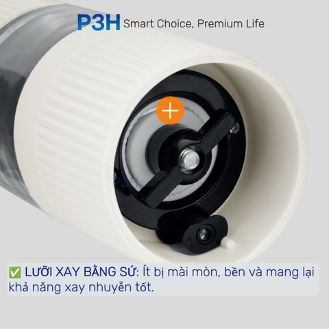 Máy xay muối và tiêu 1 chạm LocknLock One Touch Salt & Pepper Prinder, dung tích 70ml, màu trắng/đen CKO118