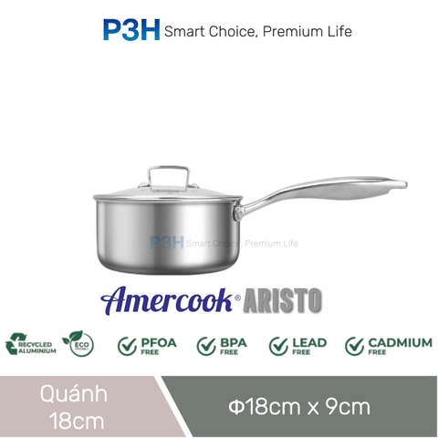 Nồi chảo Inox Chống Dính Amercook ARISTO Hybrid Tổ Ong chống dính vượt trội dùng được mọi loại bếp P3H