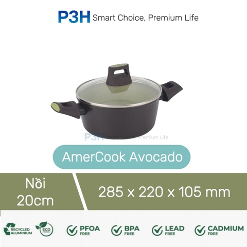 Nồi chảo chống dính nhôm rèn AMERCOOK AVOCADO chống dính vượt trội bền bỉ dùng được mọi loại bếp P3H