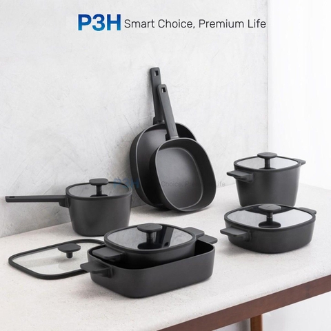 Nồi Chảo chống dính LocknLock Square-IH Thiết Kế Vuông Độc Đáo, Dùng được bếp từ, Nắp kính silicone tiện lợi P3H