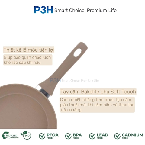 Nồi chảo chống dính phủ sứ Amercook LUNA dung được bếp từ lớp phủ sứ chống dính vượt trội P3H