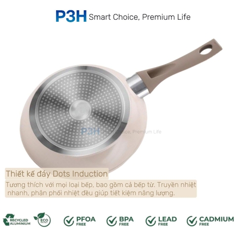 Nồi chảo chống dính phủ sứ Amercook LUNA dung được bếp từ lớp phủ sứ chống dính vượt trội P3H