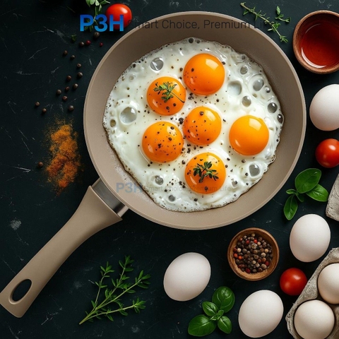 Nồi chảo chống dính phủ sứ Amercook LUNA dung được bếp từ lớp phủ sứ chống dính vượt trội P3H