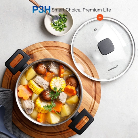 Nồi Chảo Inox chống dính LocknLock Daily STS PPW thân bằng thép không gỉ 304 tay cầm chịu nhiệt P3H