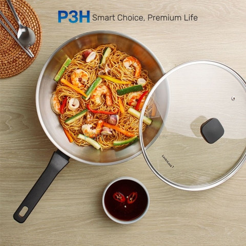 Nồi Chảo Inox chống dính LocknLock Daily STS PPW thân bằng thép không gỉ 304 tay cầm chịu nhiệt P3H