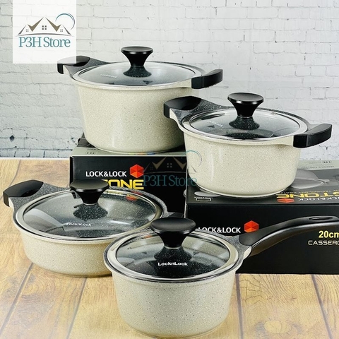 Nồi vân đá 1 tay cầm Lock&Lock dòng Stone 7 lớp size 18cm LCA6181D