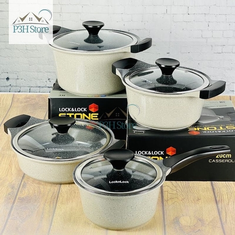 Nồi vân đá Lock&Lock 24cm thân thấp dòng Stone chống dính cao cấp LCA6242D-IH