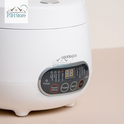 Nồi cơm điện mini đa năng Lock&Lock dung tích 0.8L với nhiều chế độ nấu được cài sẵn EJR326WHT