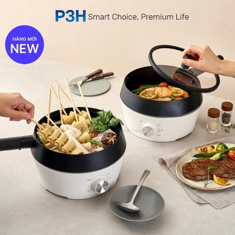 Nồi điện đa năng LocknLock 4 trong 1 EJP421WHT dung tích 2L tích hợp nướng chiên hấp lẩu tiện lợi công suất 1000W P3H