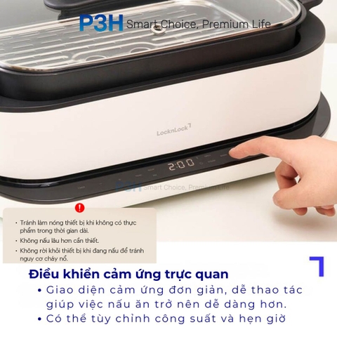 Nồi Điện Đa Năng LocknLock 6L 1800W Giải Pháp Nấu Ăn Toàn Diện Cho Gia Đình Hiện Đại EJP261WHT P3H