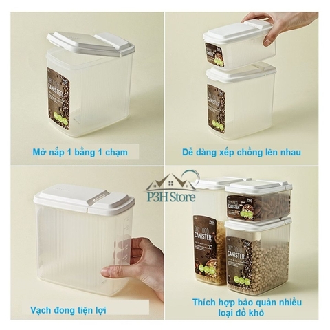 Hộp bảo quản thực phẩm khô Lock&Lock P&Q Dry Food Canister P-1735 P-17356P-1737