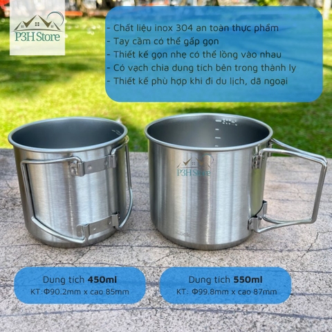 Set 2 ly inox LocknLock SLO dung tích 450ml và 500ml nhỏ gọn dành cho dã ngoại , du lịch LHC7003
