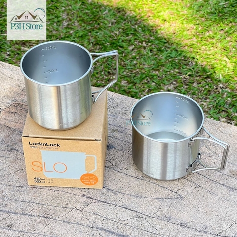 Set 2 ly inox LocknLock SLO dung tích 450ml và 500ml nhỏ gọn dành cho dã ngoại , du lịch LHC7003