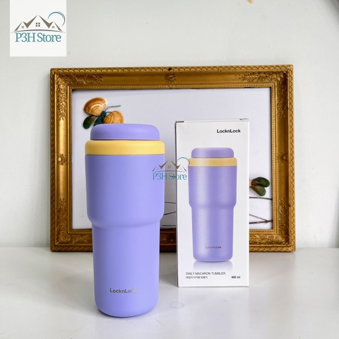 Bình giữ nhiệt LocknLock Daily Macaron LHC3292 Nắp mở một chạm Dung tích 480ML