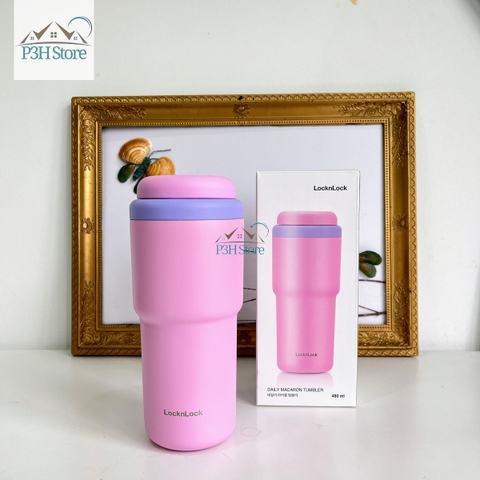 Bình giữ nhiệt LocknLock Daily Macaron LHC3292 Nắp mở một chạm Dung tích 480ML