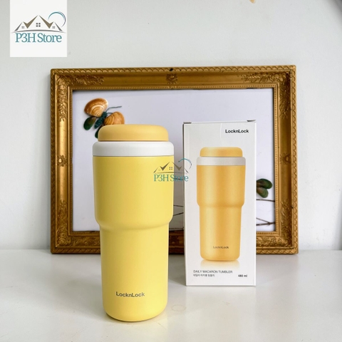 Bình giữ nhiệt LocknLock Daily Macaron LHC3292 Nắp mở một chạm Dung tích 480ML