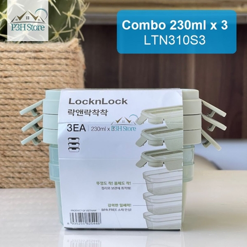 Hộp bảo quản thực phẩm LocknLock nhựa PP kín hơi có thể dùng trong lò vi sóng màu xanh lá LTN310S3 LTN320S3 LTN350S3