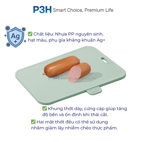 Thớt Nhựa Kháng Khuẩn Inochi Yoko – Cứng Cáp, Chống Trượt, Dùng Được 2 Mặt P3H