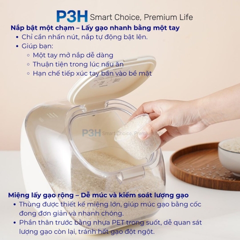 Thùng Đựng Gạo LocknLock 5.7L HPL581 kèm cốc đong – Thiết kế thông minh, tiện lợi cho mọi căn bếp P3H