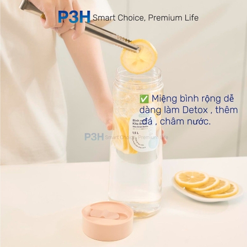 Bình đựng nước nắp trượt 1.5L Inochi Kita Brisk BPA FREE nhiêu màu dùng đựng nước ép hoa quả K2204 P3H