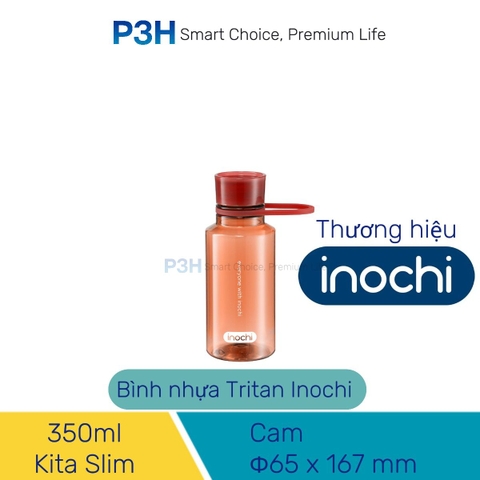 Bình nước thể thao nhựa Tritan Inochi Kita Slim 350ml, 500ml, 700ml nắp vặn kín nước quai xách tiện lợi P3H Store