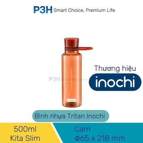 Bình nước thể thao nhựa Tritan Inochi Kita Slim 350ml, 500ml, 700ml nắp vặn kín nước quai xách tiện lợi P3H Store