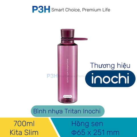 Bình nước thể thao nhựa Tritan Inochi Kita Slim 350ml, 500ml, 700ml nắp vặn kín nước quai xách tiện lợi P3H Store