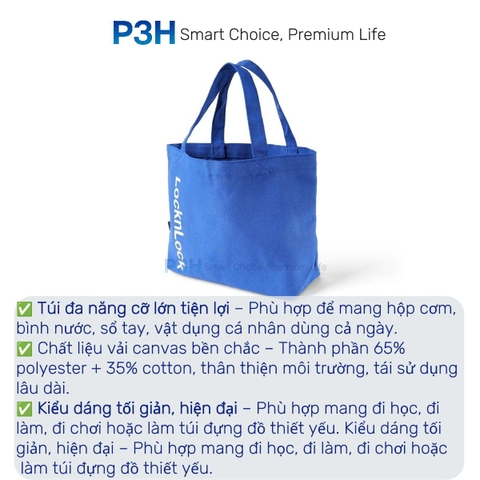 Túi Vải Đa Năng LocknLock Daily Multi-Purpose Bag HWB825 Túi Canvas Đựng Hộp Cơm Bình Nước Mang Đi Làm P3H
