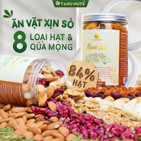 Hạt dinh dưỡng mix 8 loại TANU NUTS, ngũ cốc granola siêu hạt ăn kiêng giảm cân, ngũ cốc bà bầu