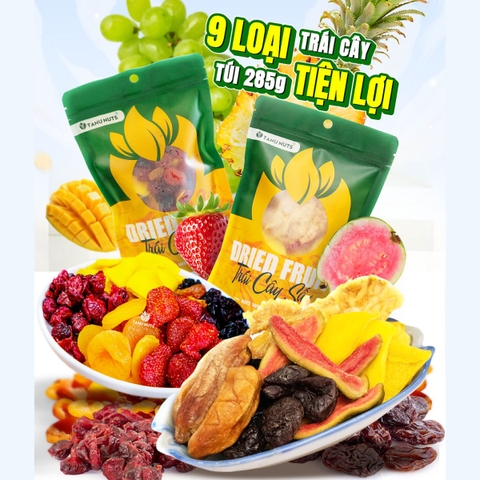 Trái cây sấy dẻo TANU NUTS 400g mix 5 loại hoa quả sấy dẻo tốt cho bà bầu, ăn kiêng giảm cân.