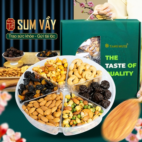Set quà tặng Sum Vầy, hộp quà Tết hạt dinh dưỡng TANU NUTS sang trọng