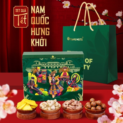 Hộp quà Nam Quốc Hưng Khởi TANU NUTS, set hạt dinh dưỡng sang trọng, Snack Food, quà mang đi biếu tặng Ăn Vặt Thức Ăn, hộp quà Tết, quà tặng doanh nghiệp