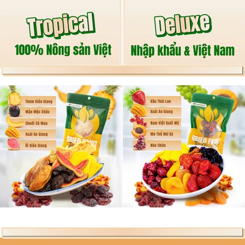 Trái cây sấy dẻo TANU NUTS 400g mix 5 loại hoa quả sấy dẻo tốt cho bà bầu, ăn kiêng giảm cân.