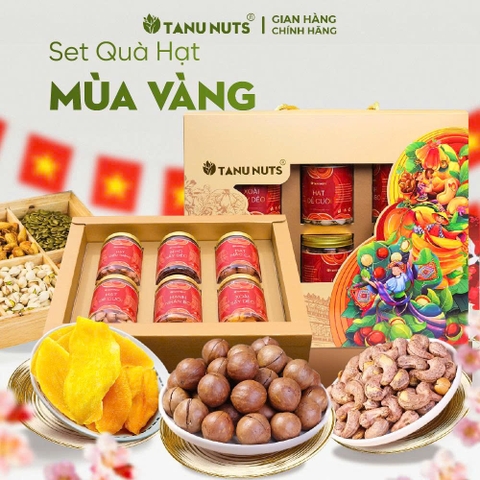 Set quà tặng Mùa Vàng, hộp quà hạt dinh dưỡng TANU NUTS sang trọng