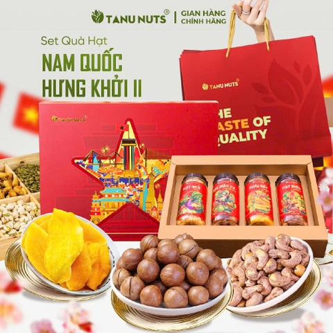Set quà tặng Hưng Khởi II, hộp quà hạt dinh dưỡng TANU NUTS sang trọng