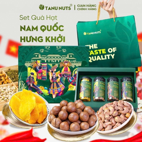 Hộp quà Nam Quốc Hưng Khởi  TANU NUTS, set hạt dinh dưỡng sang trọng, Snack Food, quà mang đi biếu tặng Ăn Vặt Thức Ăn, hộp quà Tết, quà tặng doanh nghiệp