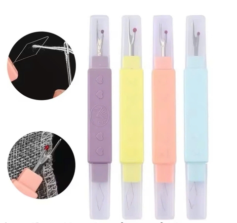 Dụng cụ xỏ kim và tháo chỉ rọc rạch khuyết 2 ĐẦU có nắp đậy tiện dụng (GIÁ 1 CÁI)