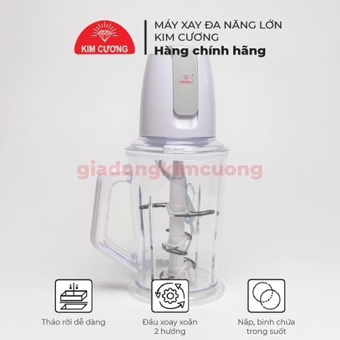 Máy Xay Thịt Đa Năng 2 Lít 6 Lưỡi Thép Không Gỉ - Thương Hiệu Kim Cương [Bảo Hành]