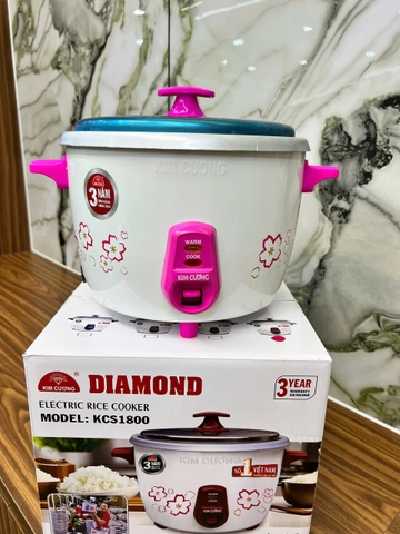 Nồi cơm điện thân sắt Kim Cương siêu bền mẫu mới sản xuất hoa văn ngẫu nhiên [Bảo hành 3 năm]