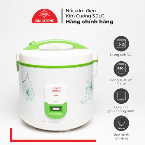Nồi Cơm Điện Kim Cương - Nắp Gài Chống Dính 3.2 Lít [Chính Hãng]