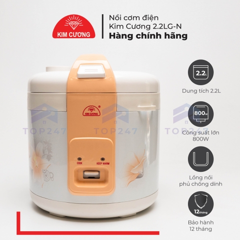 Nồi Cơm Điện Kim Cương - Nắp Gài Chống Dính 2.2 Đến 2.8 Lít [Chính Hãng]