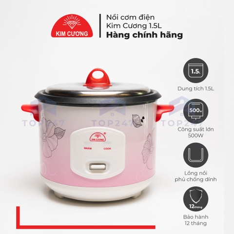 Nồi Cơm Điện Kim Cương 1.5 Lít Nắp Rời Chống Dính