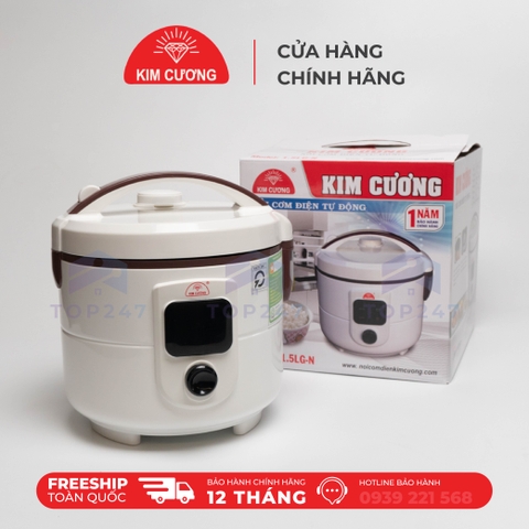 Nồi Cơm Điện Kim Cương - Nắp Gài Chống Dính 1.5 Lít Thông Minh [Chính Hãng]