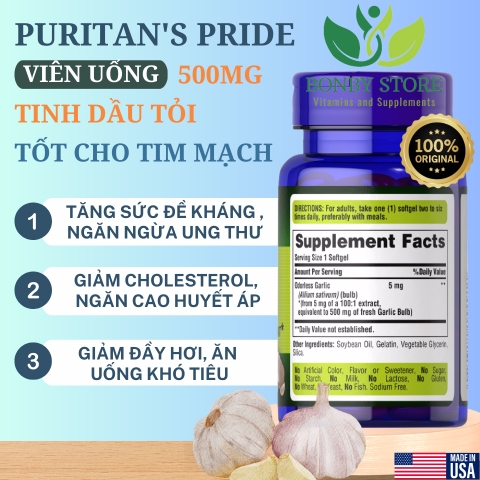 viên uống tinh dầu tỏi không mùi 500mg của Mỹ 100 viên